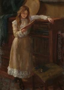 A Young Girl Reading by George Elgar Hicks
