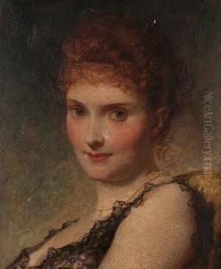 A Society Beauty, Signed And Dated 'g.e. Hicks 1888', Oil On Canvas by George Elgar Hicks