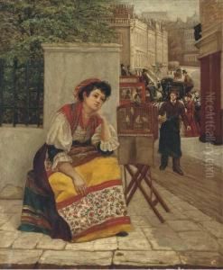 The Budgerigar Seller, London by George Elgar Hicks