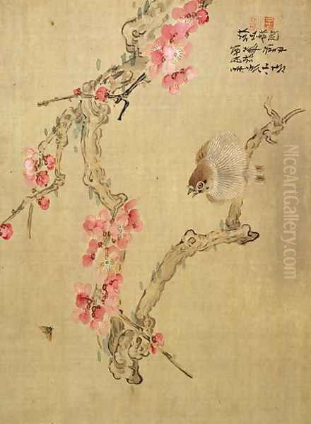 Tree blossom and bird, from an album of twelve studies of flowers, birds and fish - view 1