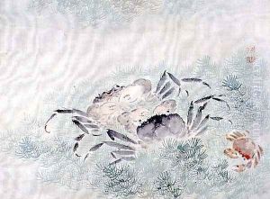 Crabs, from an album of twelve studies of flowers, birds and fish by Tsubaki Chinzan