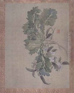 A tuberose, from an album of twelve studies of flowers, birds and fish by Tsubaki Chinzan