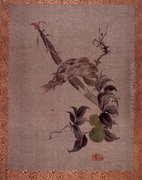 Apple and flowering plant, from an album of twelve studies of flowers, birds and fish - view 1