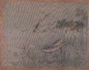 Fish, from an album of twelve studies of flowers, birds and fish by Tsubaki Chinzan