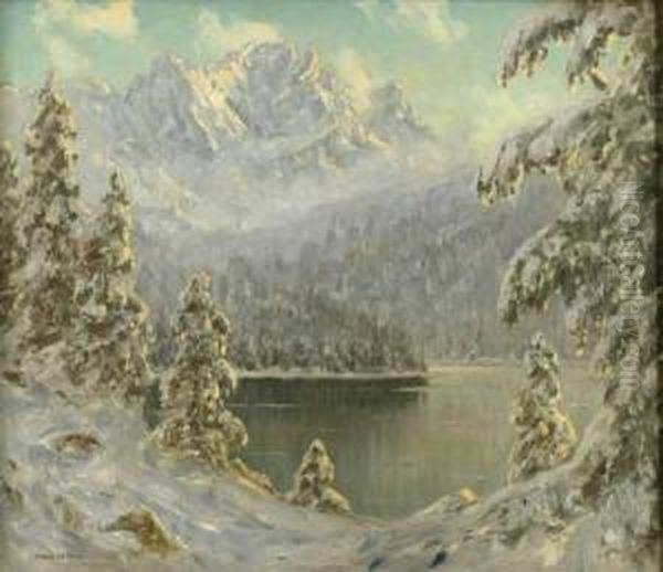 Winterlicher See Im Gebirge - view 1