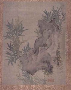 Bamboo and Rocks, from an album of twelve studies of Flowers, Birds and Fish by Tsubaki Chinzan