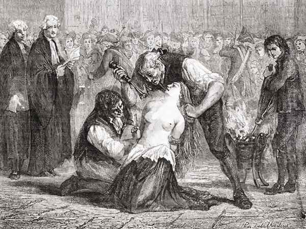 The Torture of Madame de la Motte, engraved by Meyer-Heine, from 'Histoire de la Revolution Francaise' - view 1
