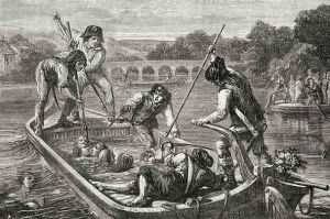 The drowning in the Loire during the Reign of Terror, 1793 by H. de la Charlerie