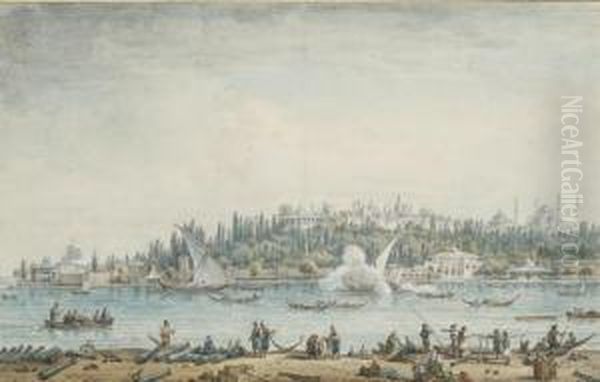 Vue De Constantinople, Avec La 
Pointe Du Serail Et La Basilique Sainte-sophie A L'arriere-plan - view 1