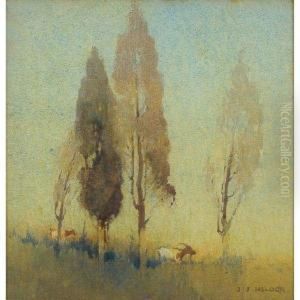 Trees On A Hilltop by Jesse Jewhurst Hilder