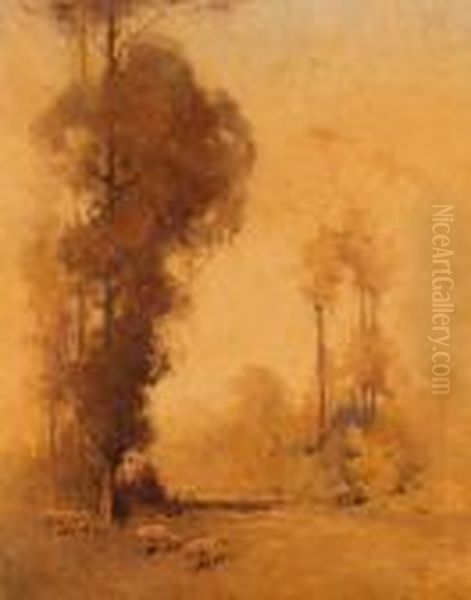 A Bush Scene, Landscape With Sheep - view 1