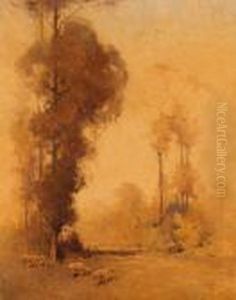 A Bush Scene, Landscape With Sheep A Bush Scene, Landscape With Sheep