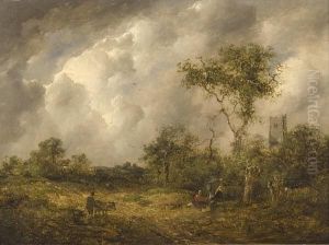 Gypsy Encampment In A Wooded Landscape by Richard Hilder
