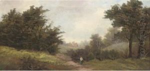 An Afternoon Stroll In An Extensive Country Landscape by Richard Hilder