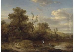 Figures In A Boat Before A Cottage