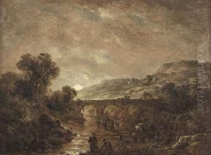 50. Attributed To Richard H. Hilder , "aqueduct At Moonlight" by Richard Hilder