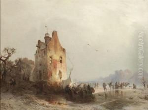 Winterliches Eisvergnugen An Einem Wasserschloss