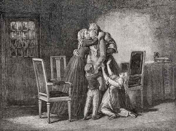 The Royal Family's last Farewell, 20 January 1793, engraved by Carbonneau, from 'Histoire de la Revolution Francaise' - view 1