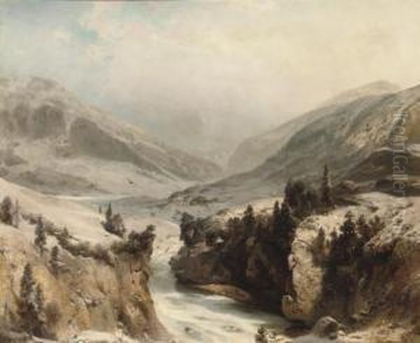 A Snow Covered Alpine Valley - view 1