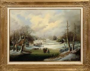 Winterlandschaft Mit Dorfansicht Winterlandschaft Mit Dorfansicht