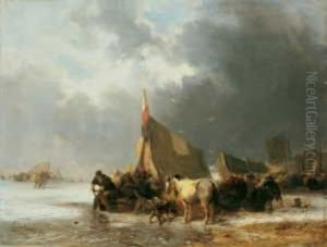 Winterlandschaft Mit Eislaufern by Carl Hilgers