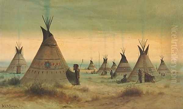 Indian encampment by Astley David Middleton Cooper