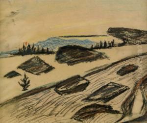 Landskap Med Klippor Och Fors by Carl Fredrik Hill