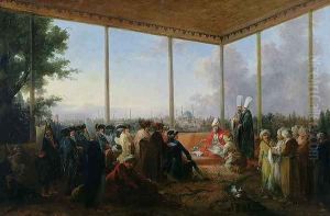 Audience Given in Constantinople by the Grand Vizier Aimali Carac for Francois-Emmanuel Guignard (1735-1821) Comte de Saint-Priest, 18th March 1779 by Francesco Giuseppe Casanova