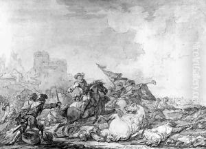 A battle outside a city by Francesco Giuseppe Casanova