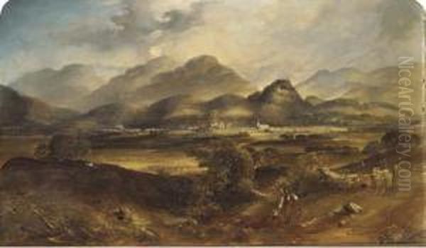 Figures In A Scottish Landscape With Comrie And Strathearn Beyond - view 1