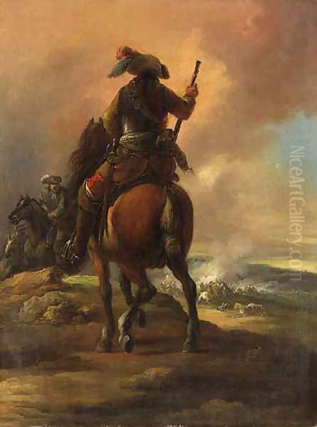 Cavalrymen on a Bluff above a Battle - view 1