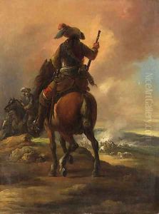 Cavalrymen on a Bluff above a Battle by Francesco Giuseppe Casanova