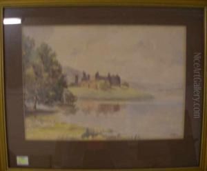 A Cathedral Onthe River Banks,an Estuary Scene