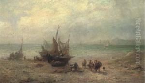 Unloading The Day's Catch by James John Hill