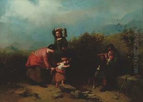 A Family Group At A Spring - view 1