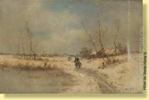 Promeneurs Dans Un Paysage Enneige