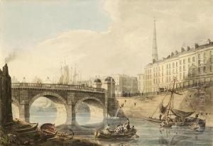 Bristol Bridge And St. Nicholas Church by John William Hill