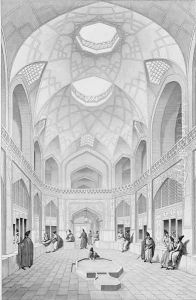 Adji Seid Hussein Bazaar, in Kashan, from Voyage Pittoresque' of Persia by Pascal Xavier Coste