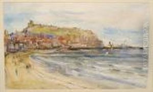 South Bay Scarborough, With Figures On The Beach by Rowland Henry Hill