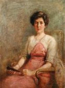 Portrait Of A Lady In Pink by Rowland Henry Hill