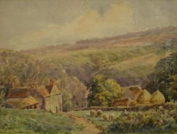 Hillside Farmstead With Sheep - view 1