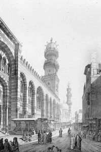 Exterior of the Mosque of Qalaoun, plate 20 from Monuments and Buildings of Cairo by Pascal Xavier Coste