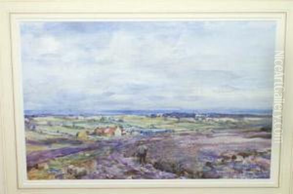 "farm Above Runswick Bay, Sea In
The Distance" Signed And Dated "1924", Also Inscribed On A Later Label
Verso - view 1