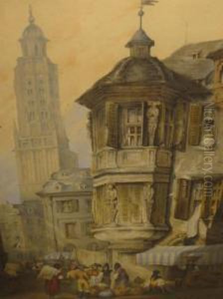 Figures In A Continental Town - view 1