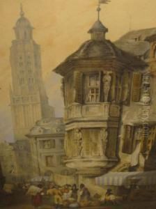 Figures In A Continental Town by Samuel Prout