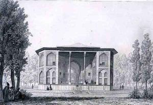 Pavilion of the Eight Paradises, in Isfahan, from Voyage Pittoresque' of Persia by Pascal Xavier Coste