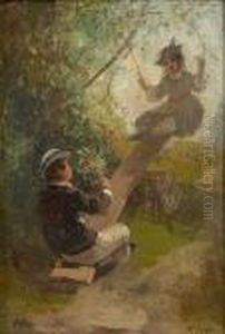 Children On A Seesaw by Thomas Hill