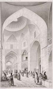 Cloth Market, in Isfahan, from Voyage Pittoresque' of Persia by Pascal Xavier Coste
