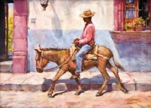 Man Riding Burro by Thomas Hill