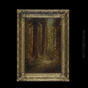 Travelers On A Path In The Redwoods by Thomas Hill